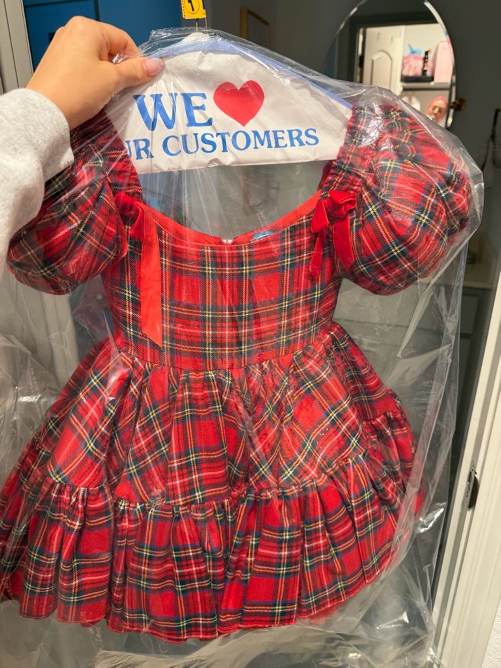 Red Plaid tartan Tulle Dress for Girls - Picture 2 of 3